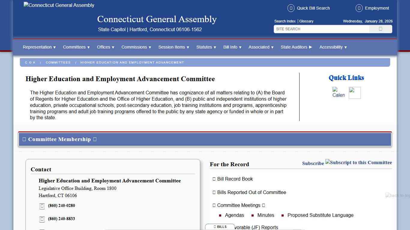 Higher Education and Employment Advancement Committee - C G A - Connecticut General Assembly